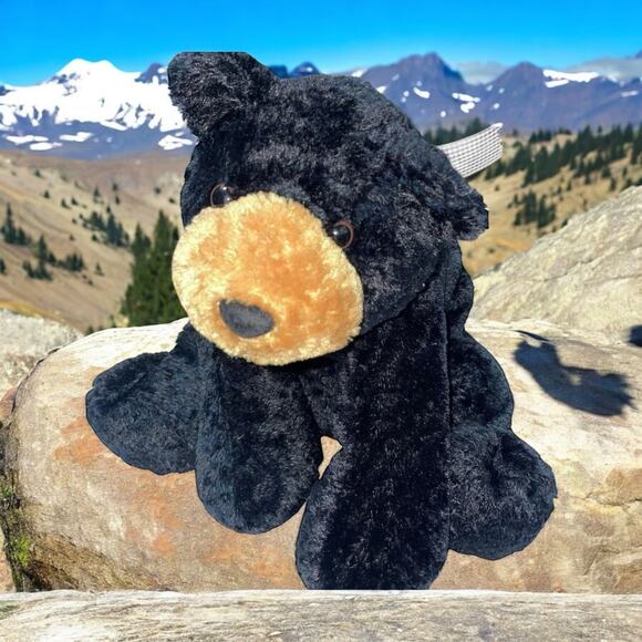 Vintage Mary Meyer Plush Black Bear Flip Flops Stuffed Animal Shower Nursery 14" - Picture 1 of 11